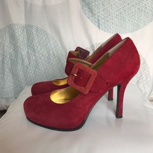 Nine West burgundy platform Mary Janes